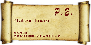 Platzer Endre névjegykártya